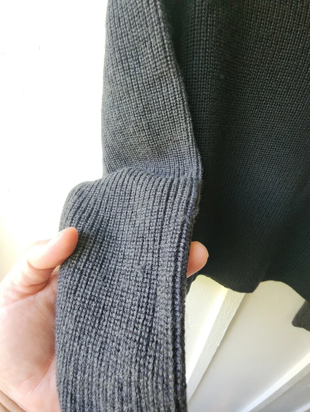 EILEEN FISHER Black Knit Color Block Long Sleeve Crew Neck Sweater Size XS